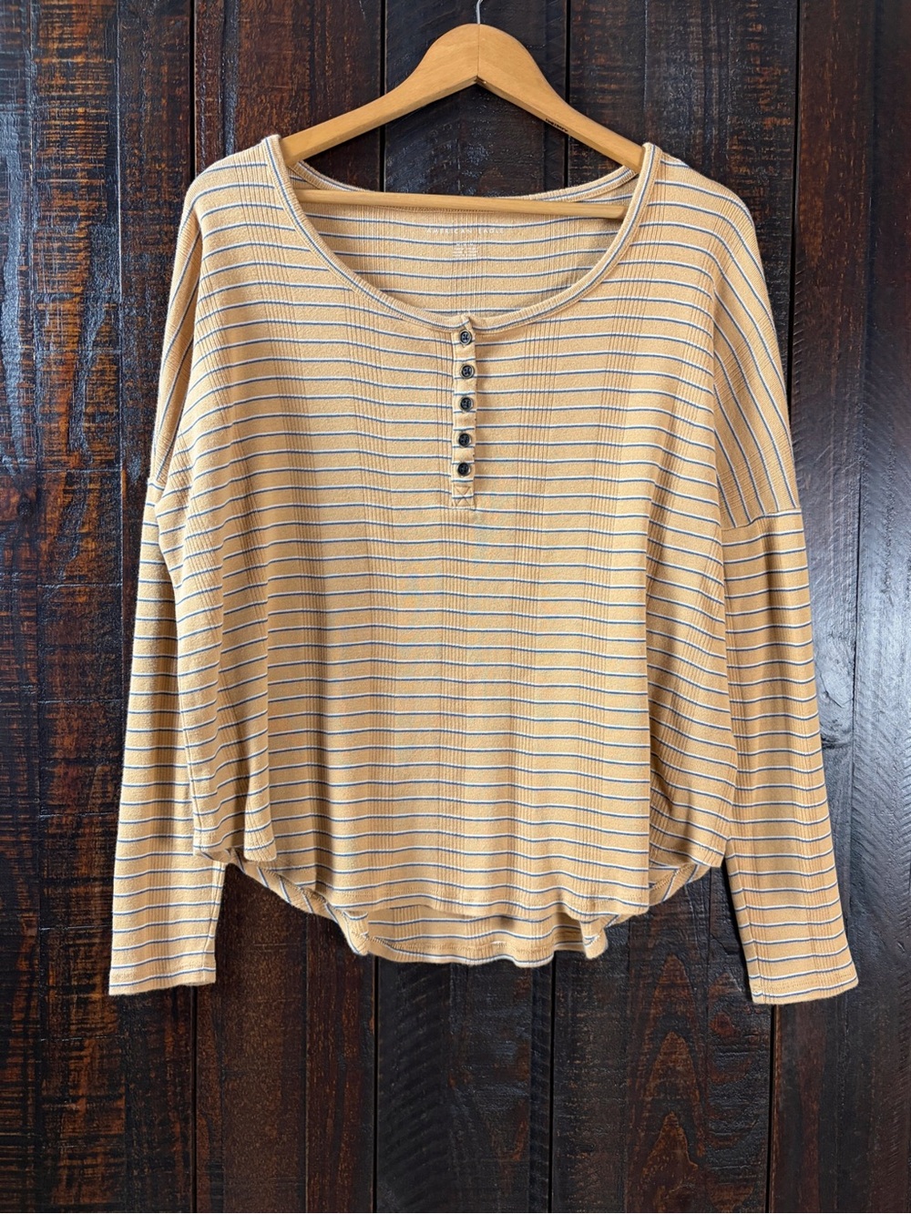 American Eagle Fall Colors Henley Long Sleeve Top Medium